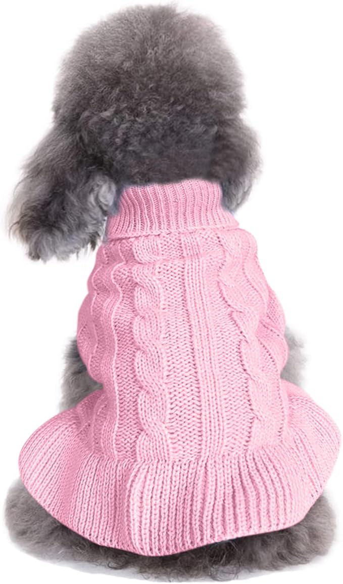 CHBORCHICEN Small Dog Sweaters Knitted Pet Cat Warm Dog Sweatshirt Winter Clothes Kitten Puppy Sweater (M, Dress-Pink)