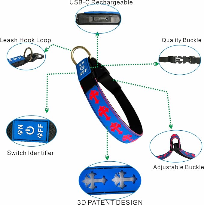 Light Up Glow Dog Collar with Chinese Style Holder Compatible with AirTag