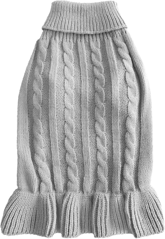 CHBORCHICEN Small Dog Sweaters Knitted Pet Cat Warm Dog Sweatshirt Winter Clothes Kitten Puppy Sweater (M, Dress-Grey)