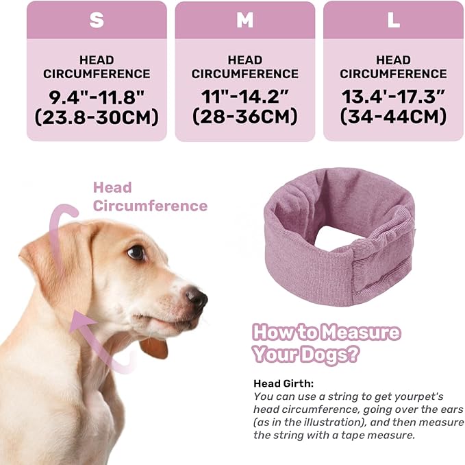 Dog Calming Hoodie, No Shake Ear Wraps for Dogs, Adjustable Dog Ear Muffs for Noise Protection, Ear Wrap Head Cover for Head Warp Anxiety Relief, Hematoma, Grooming and Force Drying