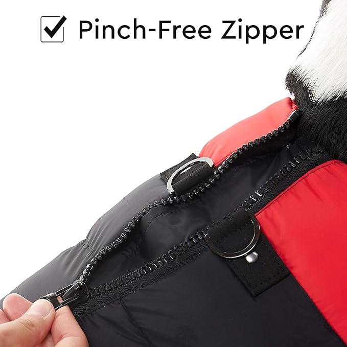 Gooby Padded Vest Dog Jacket - Red, X-Large - Warm Zip Up Vest Fleece Jacket with Dual D Ring Leash Water Resistant for Small to Medium Dogs