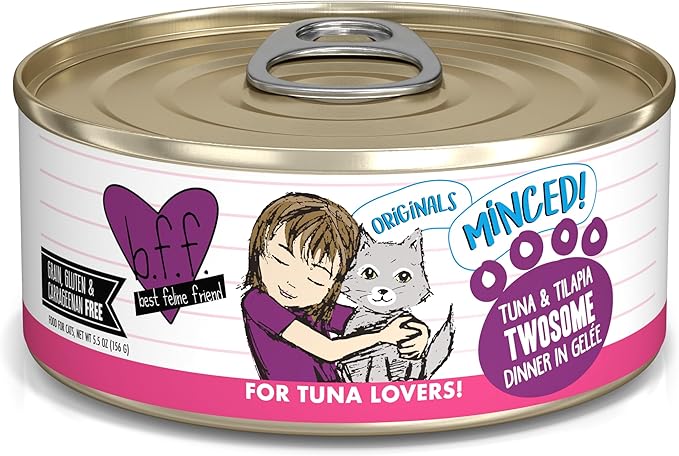 Weruva Best Feline Friend (B.F.F.) Tuna & Tilapia Twosome with Tuna & Tilapia in Gelée Cat Food, 5.5oz Can (Pack of 24)