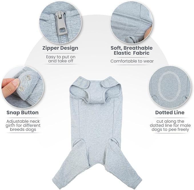 Nanaki Dog Wound Care Shirt, Dog Leg Sleeve To Stop Licking Rear Leg And Abdomen, Doggy Surgery Suit Female Spay,Doggy Onesie For Surgery Female Male, Pet Surgical Recovery Suit Pet Wound Heal Clothes