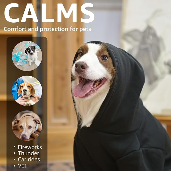 SCENEREAL Christmas Dog Hoodie with Leash Hole, Warm & Soft Fleece Pet Sweater & Sweatshirt for Small Medium Large Dogs, Xmas Elk Print Pets Clothes Cold Weather Costume, S