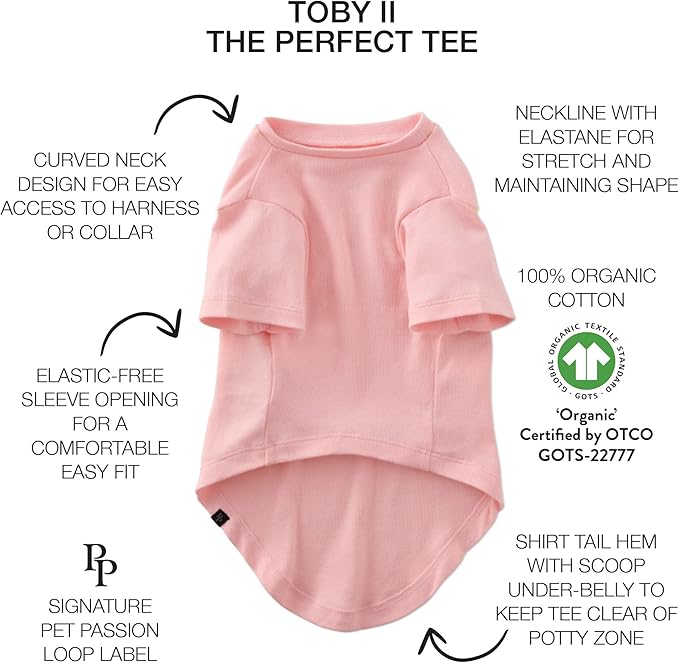 Toby II - The Perfect Tee, 3 Pack Short Sleeve Pet T-Shirt 100% Organic Cotton Tees Clothes for Small, Medium, Large Dogs, Pink Camo, X-Large (55-80 lbs)