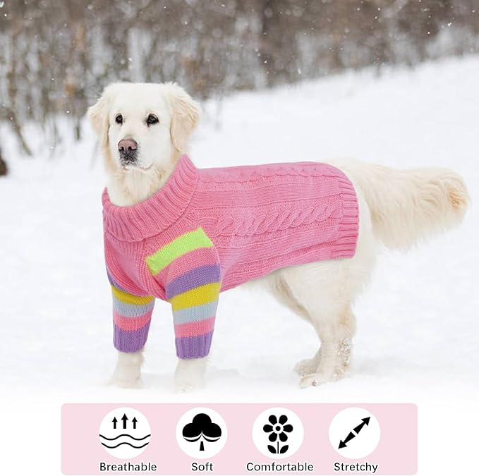 XLarge Dog Sweaters Male Female, Large Dog Sweater Turtleneck Stretchy, XL Dogs Sweaters for Winter Spring Autumn Christmas, Sweater for Extra Large Dogs Collie Pitbull, Pet Knitwear XL