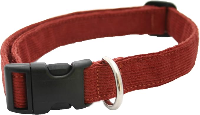 Hemp Corduroy Dog Collar - No Pattern (1/2" Small, Rust)