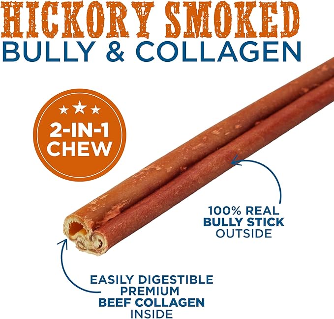 Best Bully Sticks Smoked Bully Sticks with Collagen for Dogs - 10-12 Inch, 10 Count (Pack of 1) - Natural, Grain Free Dog Chews - Large, Long-Lasting Treats for Aggressive Chewers