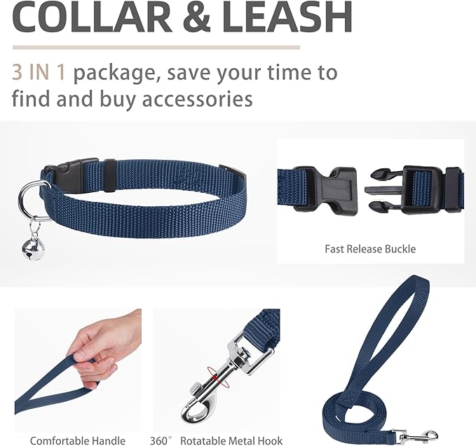 PUPTECK Adjustable Dog Harness Collar and Leash Set Step in No Pull Pet Harness for Small Medium Dogs Puppy and Cats Outdoor Walking Running, Soft Mesh Padded Reflective Vest Harnesses