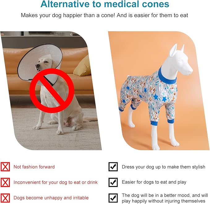 LovinPet Large Dog Onesie Shedding Suits for Surgery Recovery, Pet Anxiety Relief,Comfy Flannel Fabric,Fox,Sheep,Bear Grey Print,Large Dog Pjs,Pet Surgery Recovery Suit,3XL