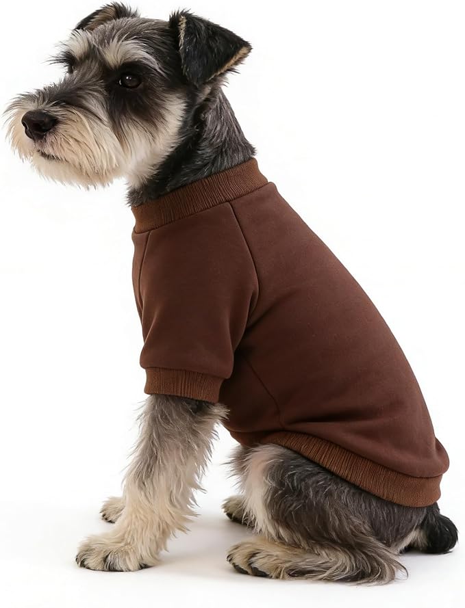 2 Pack Dog Hoodie for Small Dogs, Dog Sweatshirt Soft Warm Pullover Dog Clothes with Ribbed Cuffs for Schnauzer/Poodle/Chihuahua (Brown+White, XX-Large)