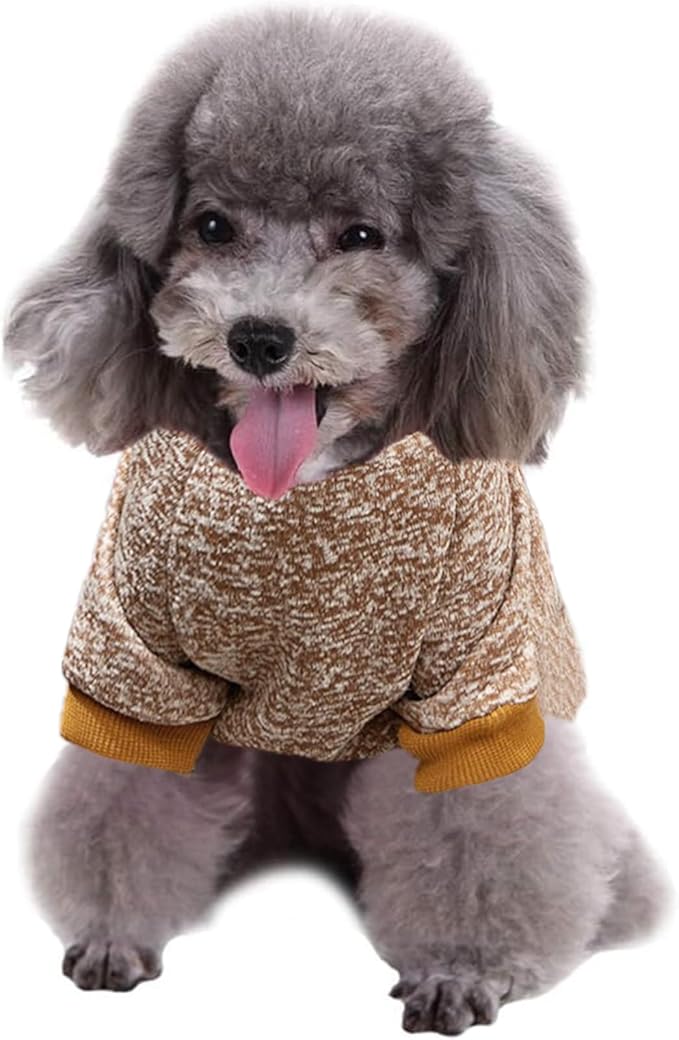 Jecikelon Dog Clothes Dogs Sweater Soft Puppies Clothing Winter Puppy Sweaters Warm Outfit for Dogs Small XXS XS Cat Apparel (Khaki, M)