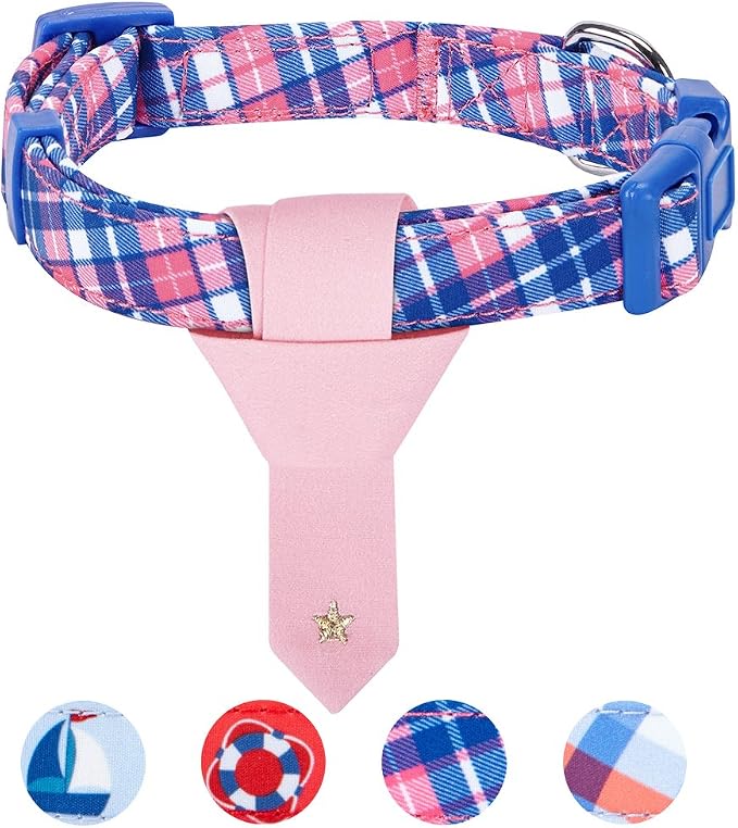 Blueberry Pet 4 Patterns Multiple Hues Scottish Plaid Style Adjustable Tie Dog Collar, Small, Neck 12"-16"