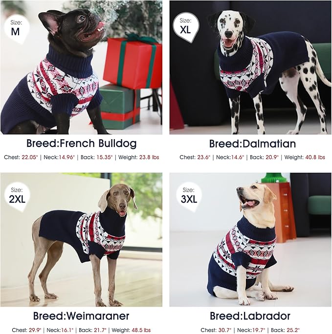 IECOii Christmas dog sweater for small medium large extra large dogs, Blue