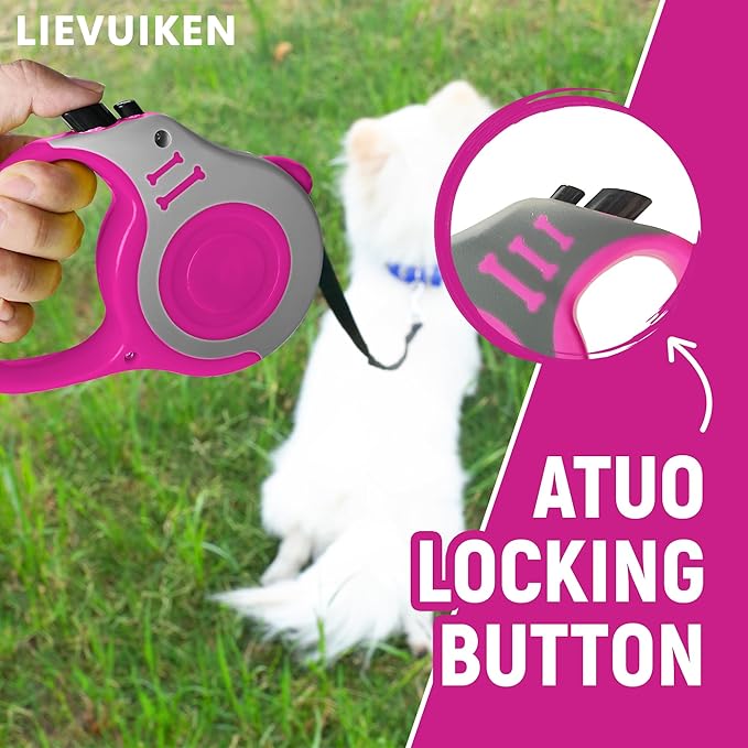 LIEVUIKEN Retractable Dog Leash Automatic Telescopic Tractor Dog Tape, Pet Tape 10/16 FT Durable and Convenient, with Non-Slip Handle, Suitable for Small and Medium-Sized Dogs