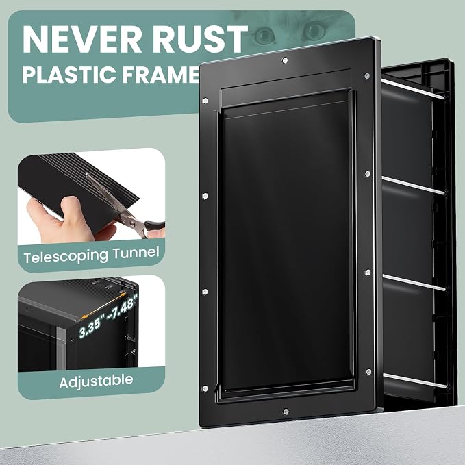 3-Flaps Medium Doggy Door for Wall, Pets Up to 45 lb | Insulation Flap, Magnetic Flaps, Durable Plastic Frame, Closing Panel, Resist Extreme Weather, Never Rust, Easy Installation