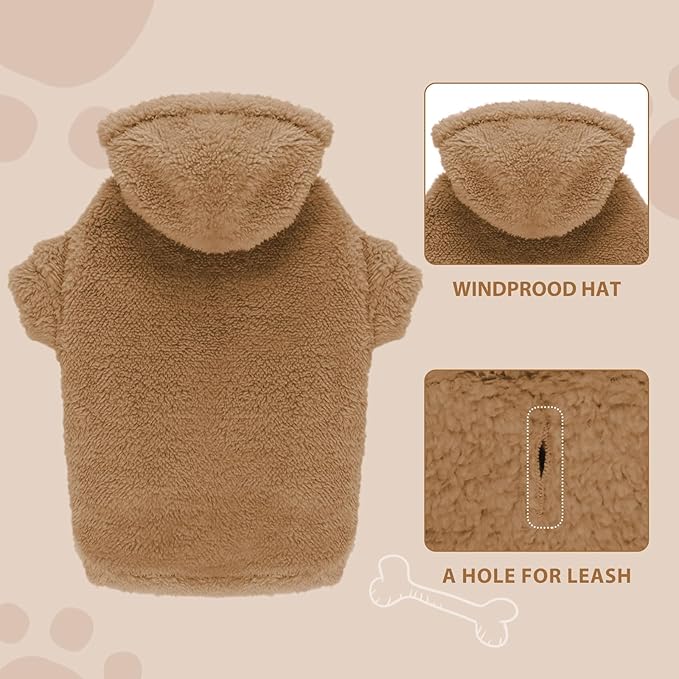 Fuzzy Dog Sweaters for Large Dogs Pet Hoodie Clothes Warm Soft Pet Coats Hooded Sweatshirt Dog Sweaters for Extra Large Dogs(Coffee-XL)
