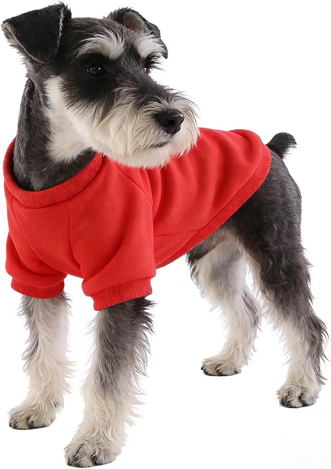 2 Pack Dog Hoodie for Small Dogs, Dog Sweatshirt Soft Warm Pullover Dog Clothes with Ribbed Cuffs for Schnauzer/Poodle/Chihuahua (Red+Pink, Large)