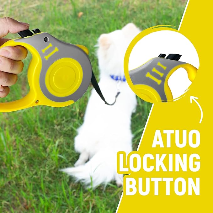 LIEVUIKEN Retractable Dog Leash Automatic Telescopic Tractor Dog Tape, Pet Tape 10/16 FT Durable and Convenient, with Folding Bowl, Dispenser, Rubbish Bags, Suitable for Small and Medium Dogs