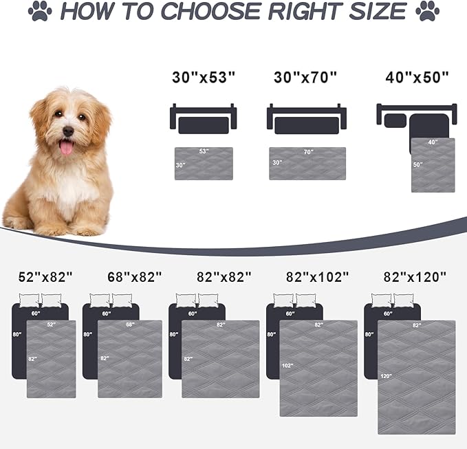 Smiry Waterproof Dog Bed Cover Blanket 82x102, Soft Reversible Pet Blanket, Washable Leakproof Cats Dogs Couch Cover for Sofa, Couch, Furniture, Lattice, Grey/Dark Grey