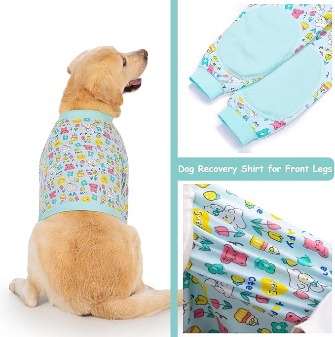 Dog Recovery Shirt for Front Legs, Dog Elbowpads Sleeve Protect Dogs Elbows Arms,Stop Licking Joints After Surgery, Help with Injury Healing Covers The Wound, Cone Alternatives (Blue, 6XL)