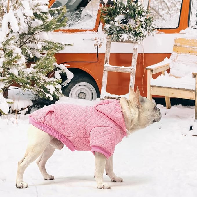KOOLTAIL Dog Hoodie for Small Medium Large Dogs, Ultra-Warm & Soft Winter Fall Fleece Dog Hooded Sweatshirt Clothes Sweater, Lightweight Pullover Coat for Boy Girl Bulldog Pitbull Puppy Cats,Pink M