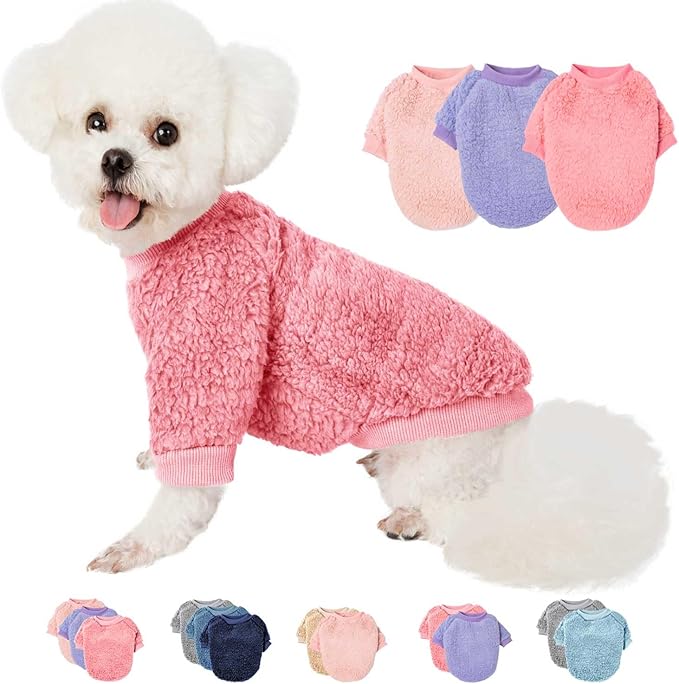 Dog Sweaters Clothes Coat for Small Dogs Boy or Girl Cat Puppy Coat Sweatshirts Soft Warm Fluffy Winter Jacket Apparels (Angel Pink,Lavender,Pink, Medium)