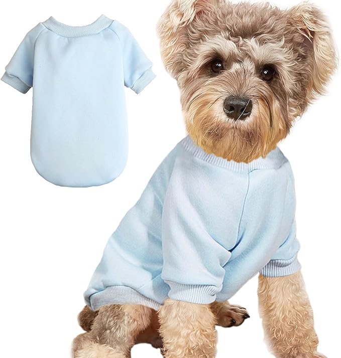 Puppy Sweater for Small Dogs Clothes Warm Winter Cat Clothe Pet Sweatshirt Knitwear Doggie Kitten Clothing, Light Blue, Small
