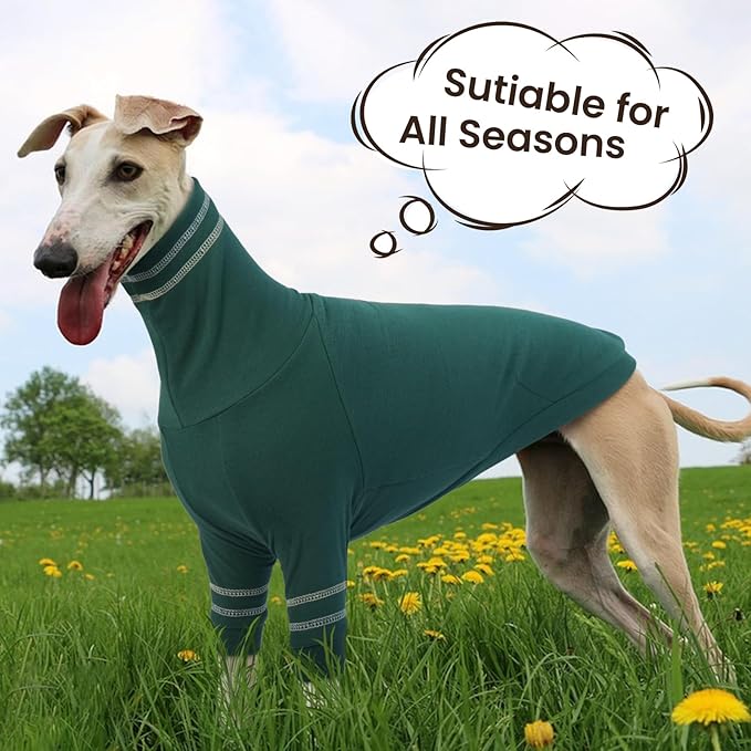 Greyhound Dog Sweater, Italian Greyhound Coat for Large Dogs, Whippet Pullover Turtleneck Stretchy Knit Sweatshirt, Greyhound Thermal Clothes Pajamas Sighthounds Jumpsuit for Cold Weather XXXL
