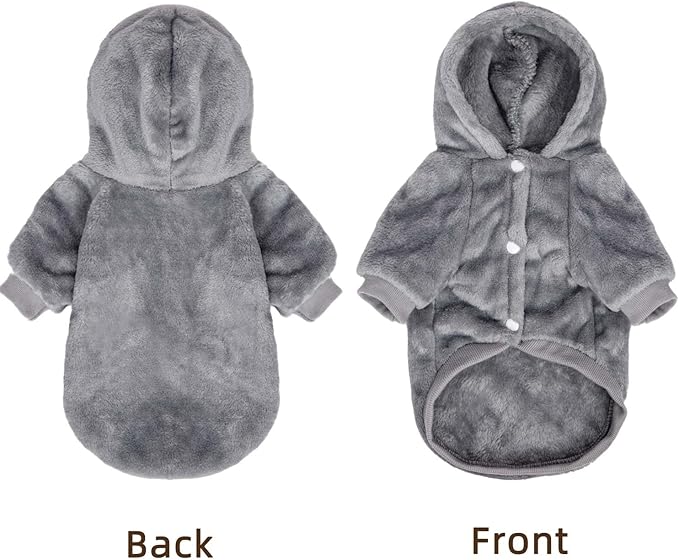 FabriCastle Dog Hoodie Sweater for Small Dogs Boy and Girl, Dog Clothes XS XXS Puppy Sweatshirt, Pet Outfit, Cat Clothing Super Soft Warm Snap On Closure (Light Grey, Medium)