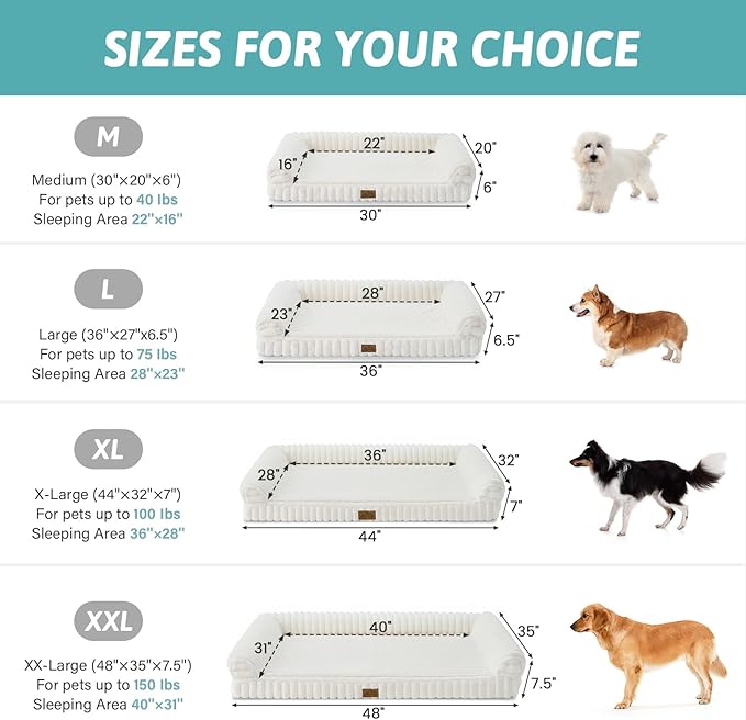 COZY KISS Cute Dog Bed for Small Dogs, Faux Rabbit Fur Orthopedic Foam Dog Bed with Sides, Removable Washable Cover & Waterproof Lining, Comfortable Pet Couch, Cream (30" L x 20" W x 6" Th)