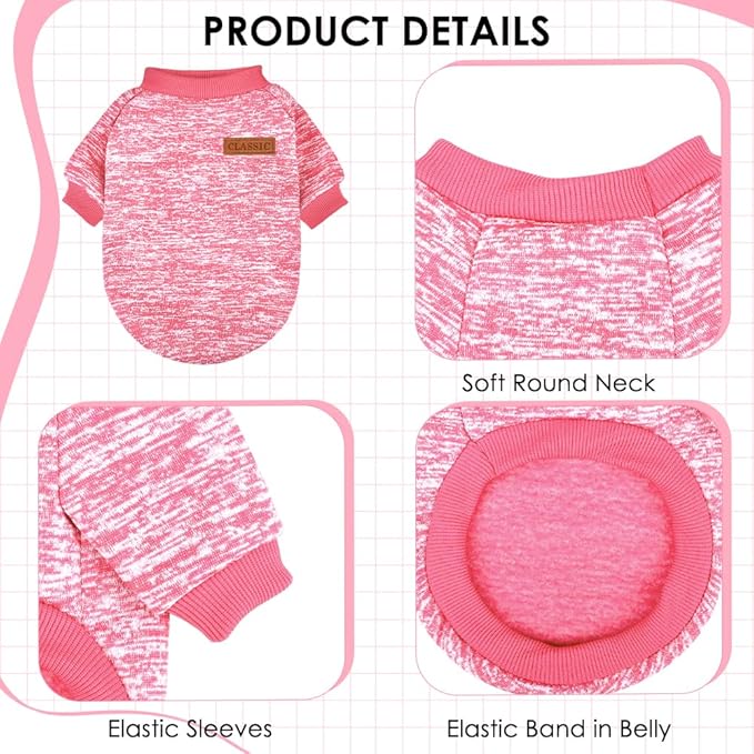 2 Pack Dog Sweaters for Small Dogs Girl Boy Winter Fleece Clothes Warm Soft Dog Sweatshirt Outfit for Dogs Cats Pet Apparel