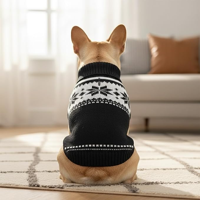 Grewear Colorful Stripes Pattern Pets Knit Sweater, Warm Comfortable Knit Sweater for Pets, Soft Cozy Winter Pet Clothes, Stylish Multi-Colored Sweater for Dogs & Cats Black XXL