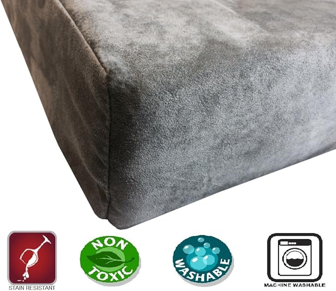 Dogbed4less Orthopedic Dog Bed with Memory Foam for Medium Large Pet, Waterproof Liner, Washable Microsuede Gray Cover, 41X27X4 Inch (Fit 42X28 Crate)