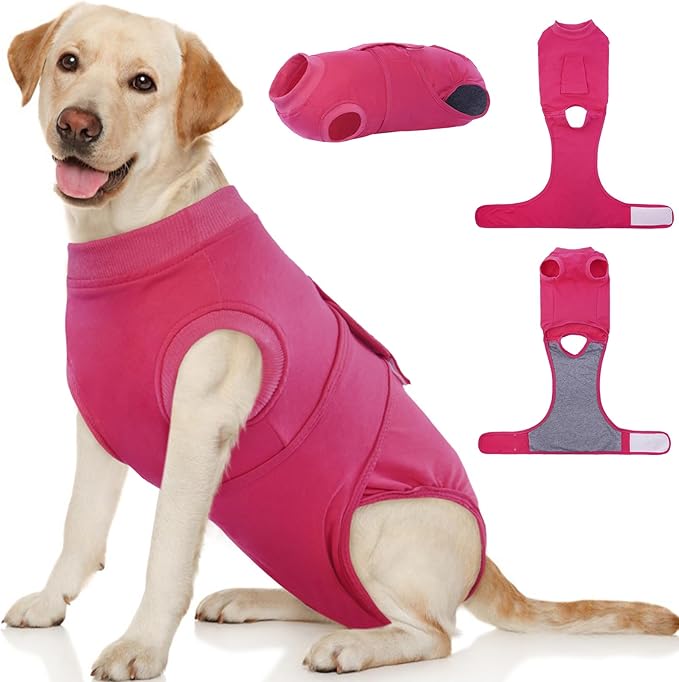 Kuoser Dog Surgery Suit - Female Spay & Male Neuter, Anti-Licking Abdominal Wounds Recovery Onesie