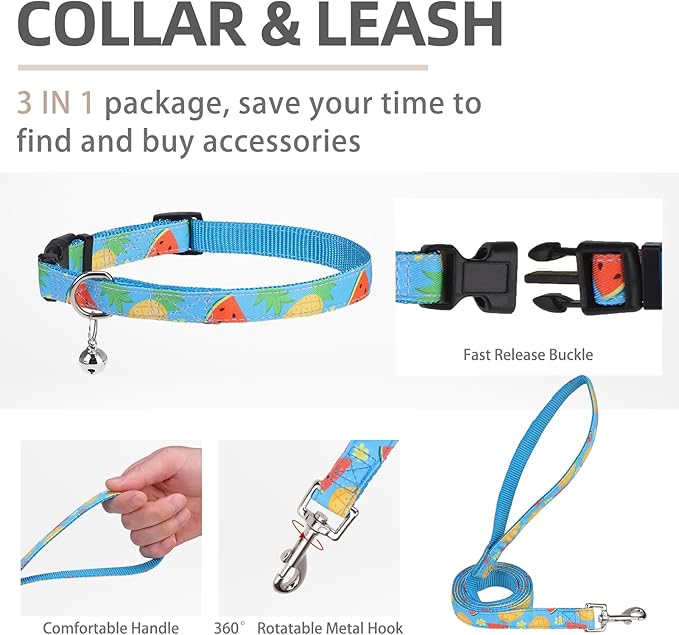 PUPTECK Adjustable Dog Harness Collar and Leash Set Step in No Pull Pet Harness for Small Medium Dogs Puppy and Cats Outdoor Walking Running, Soft Mesh Padded Reflective Vest Harnesses, Sky Blue M
