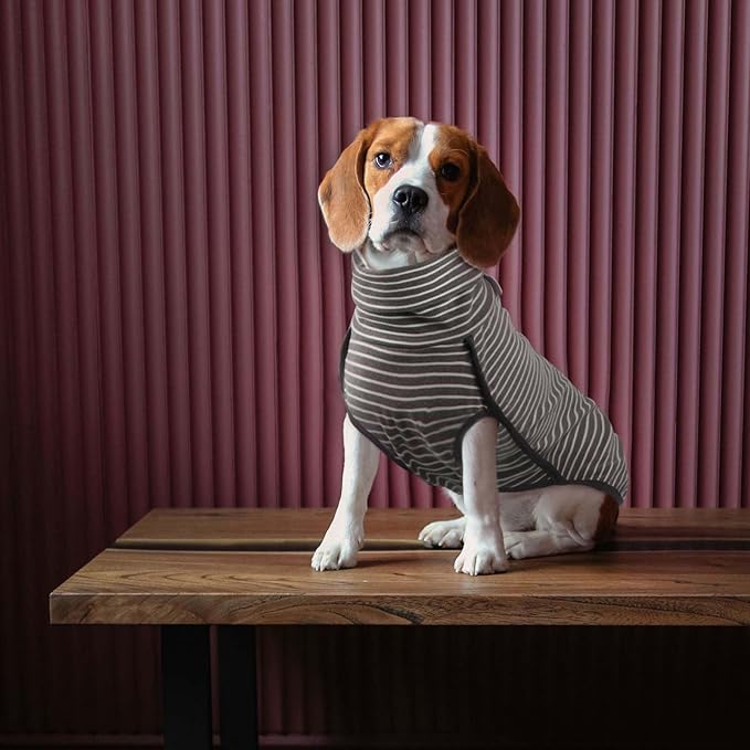 ROZKITCH Dog Winter Coat Soft Pullover Pajamas, Pet Windproof Warm Cold Weather Jacket Vest Cozy Jumpsuit Apparel Outfit Clothes for Walking Hiking Travel Sleep Stripe 3XL