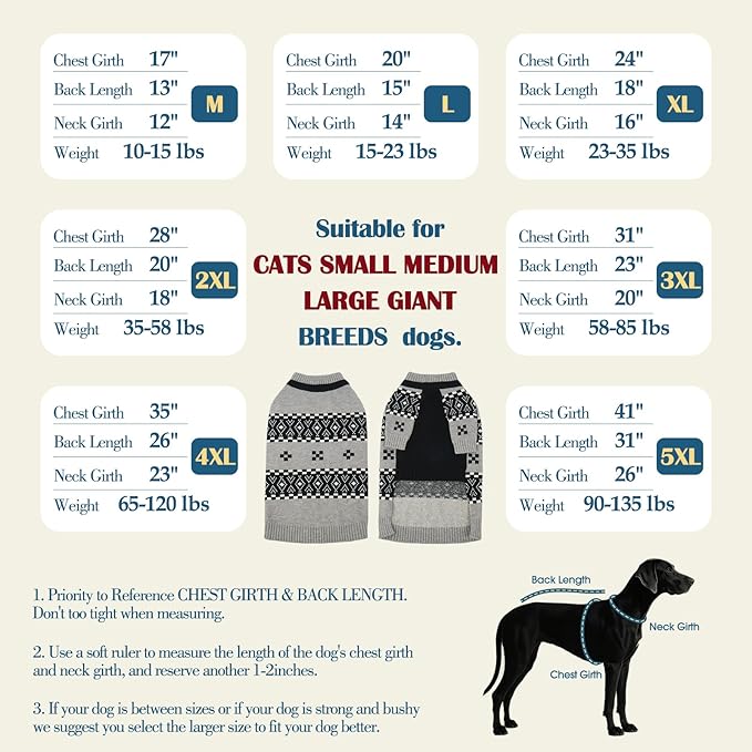ROZKITCH Christmas Dog Sweater, Festive Knitted Pullover with Fair Isle Pattern, Cozy Winter Clothes for Large Dogs Weimaraner Grey 2XL