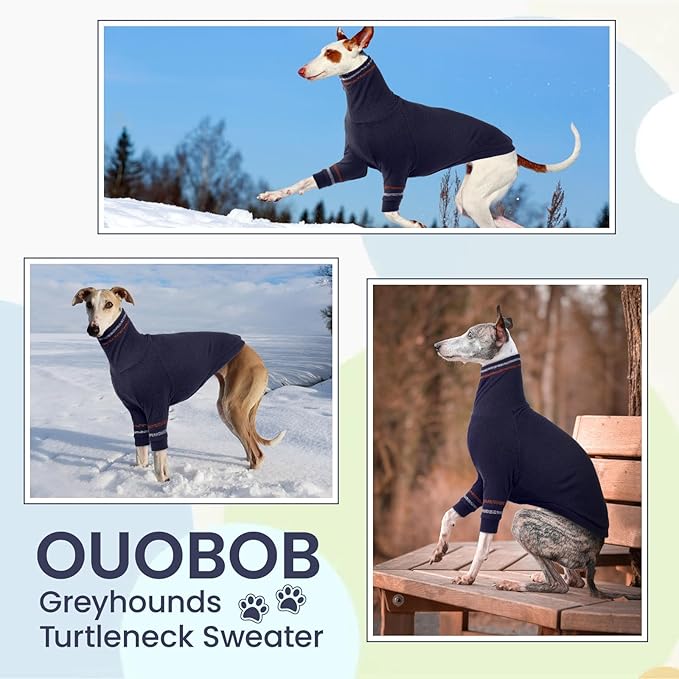 Greyhound Dog Sweater, Italian Coat for Large Dogs, Whippet Pullover Turtleneck Stretchy Knit Sweatshirt, Thermal Clothes Pajamas Sighthounds Jumpsuit for Cold Weather XXL