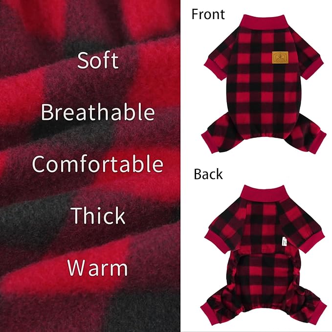 XPUDAC Dog Christmas Pajamas Plaid Dog Clothes for Small Medium Dogs Girl Boy Fleece Pet Sweater for Winter Christmas(XX-Large)