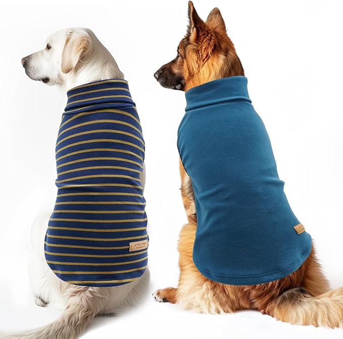 KYEESE 2Pack Dog Sweater Soft Dog Sweaters for Medium Dogs Boy Stretchy Large Pet Sweater Turtleneck Dogs Clothes Pullover Pets Sweatshirt Warm Pet Coats