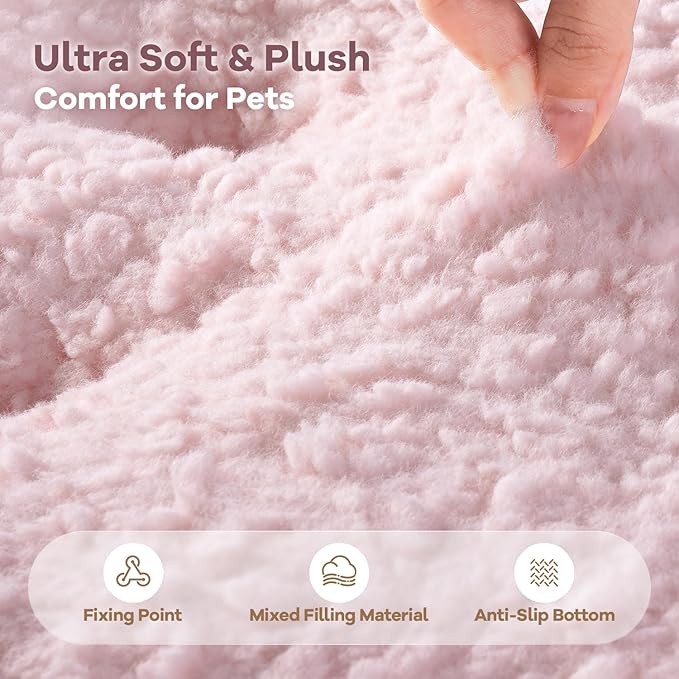 Mora Pets Dog Bed Comfy Dog Crate Beds Plush Pet Sleeping Mat Washable Pets Mattress Anti-Slip Crate Mat Soft Kennel Pad for Large, Medium, Small Dogs Cats Breeds, 35" x 23", Pink