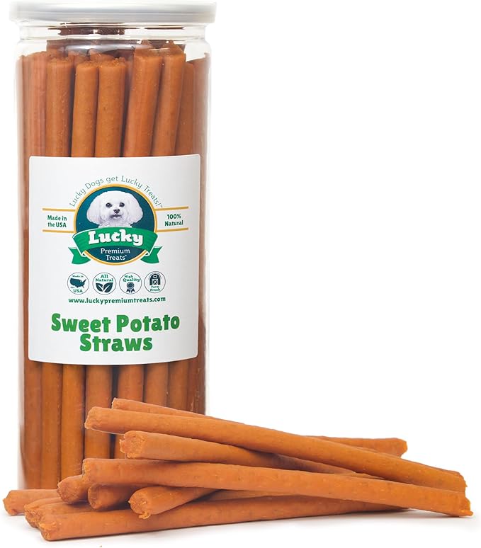 Sweet Potato Straws Dog Treats 7oz. – All Natural, Chewy Veggie Treats for Small & Medium Dogs – Training Reward Made in USA – Shareable Small Treats