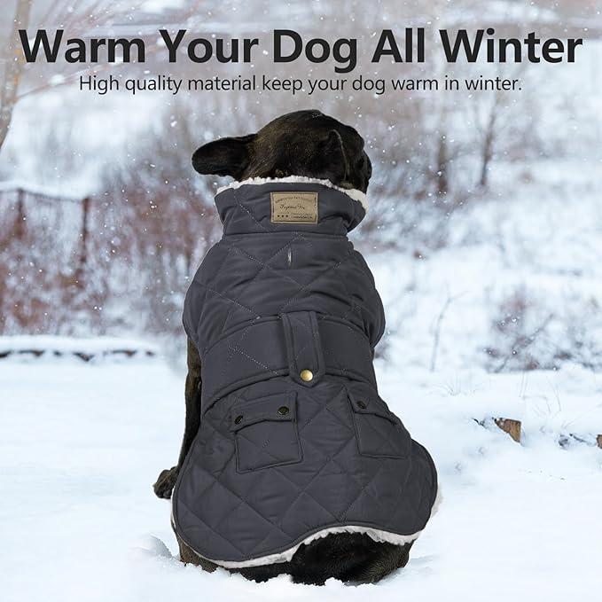 KYEESE Dog Coat Warm Pet Winter Puffer Coat with Leash Hole Windproof Dog Coats for Small Dogs Waterproof Dogs Jacket with Fleece Lined Soft Pet Sweater for Cold Weather Thick Pets Clothes with Pocket