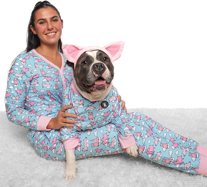 Pittie Clothing Pit Bull Dog Pajamas – Full Coverage Dog Onesie, Soft Pajama Outfit for Medium, Large, XL & XXL Breeds