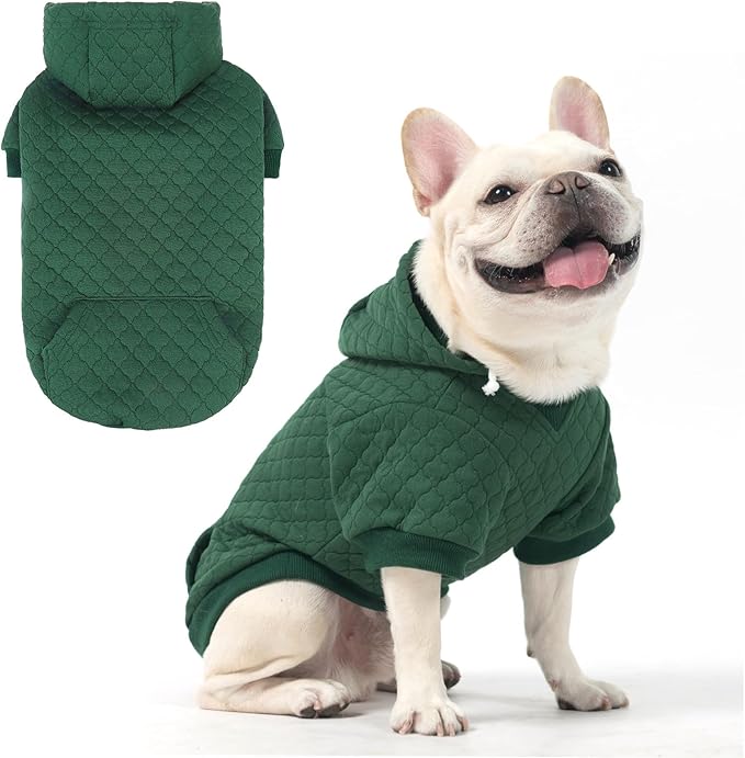 KOOLTAIL Dog Hoodie for Small Medium Large Dogs, Ultra-Warm & Soft Winter Fall Fleece Dog Hooded Sweatshirt Clothes Sweater, Lightweight Pullover Coat for Boy Girl Bulldog Pitbull Puppy Cats,Green M