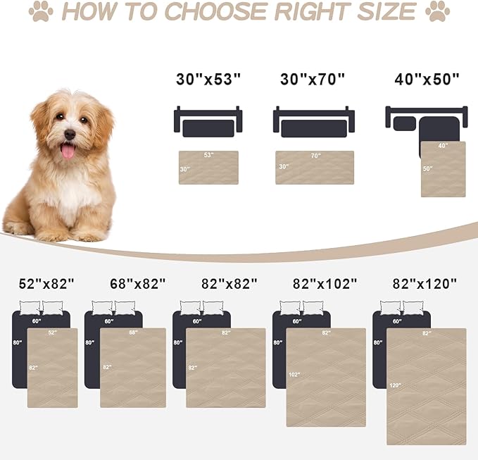Smiry Waterproof Dog Bed Cover Blanket 68x82, Soft Reversible Pet Blanket, Washable Leakproof Cats Dogs Couch Cover for Sofa, Couch, Furniture, Lattice, Taupe/Beige