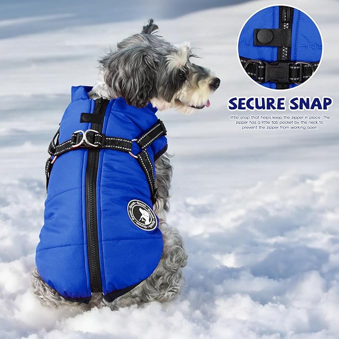 Gyuzh Dog Coat with Harness Puppy Coats Small Dog Harness Jacket Winter Waterproof Jackets for Smal Medium Large Dogs