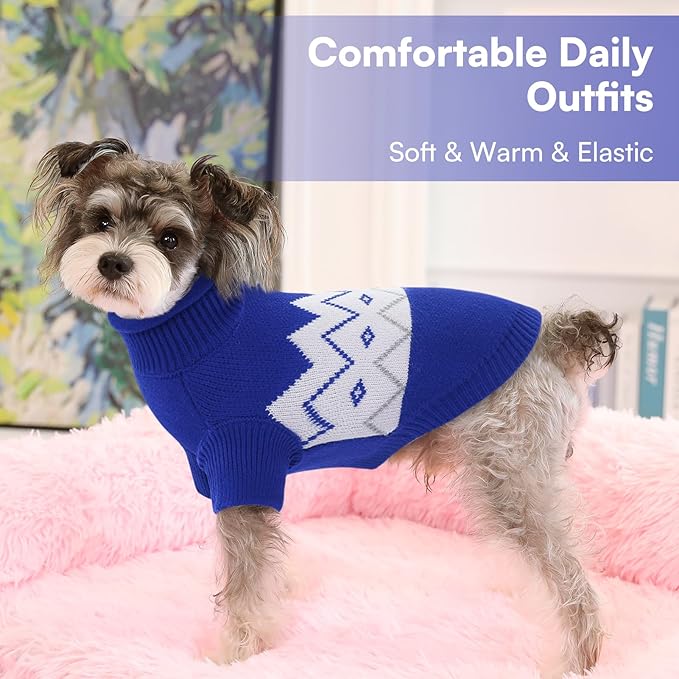 Queenmore Warm Dog Sweater, Soft Pet Knitwear, Knitted Pullover, Winter Pet Clothes for Small Medium Dogs Cats