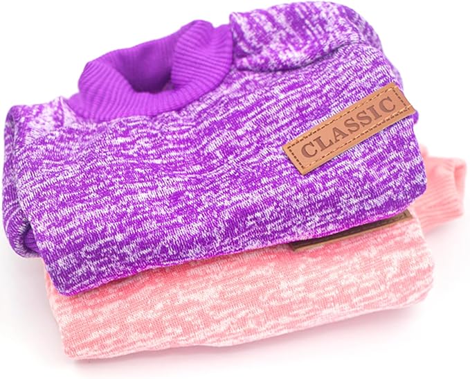 2 Pieces Dog Sweaters for Small Dogs Fall Dog Clothes Female Winter Fleece Puppy Sweaters Warm Thick Outfit Pet Small Dog Sweater for Boy Girl Dogs Yorkie, Chihuahua, Bulldog, Dachshund,Pug, Medium